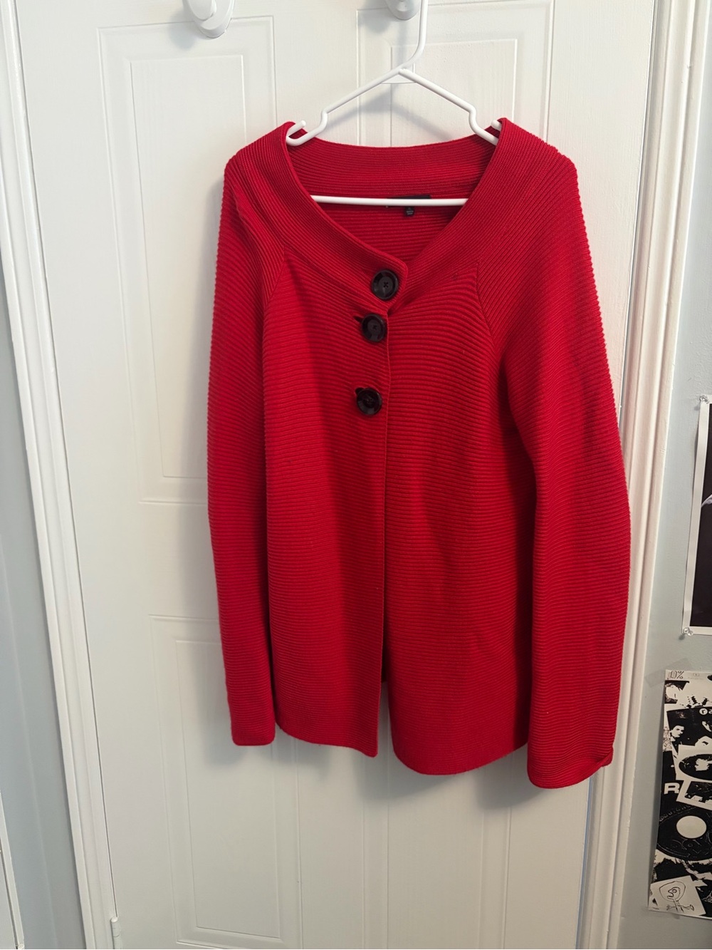 Anne Klein Red Ribbed Knit Cardigan